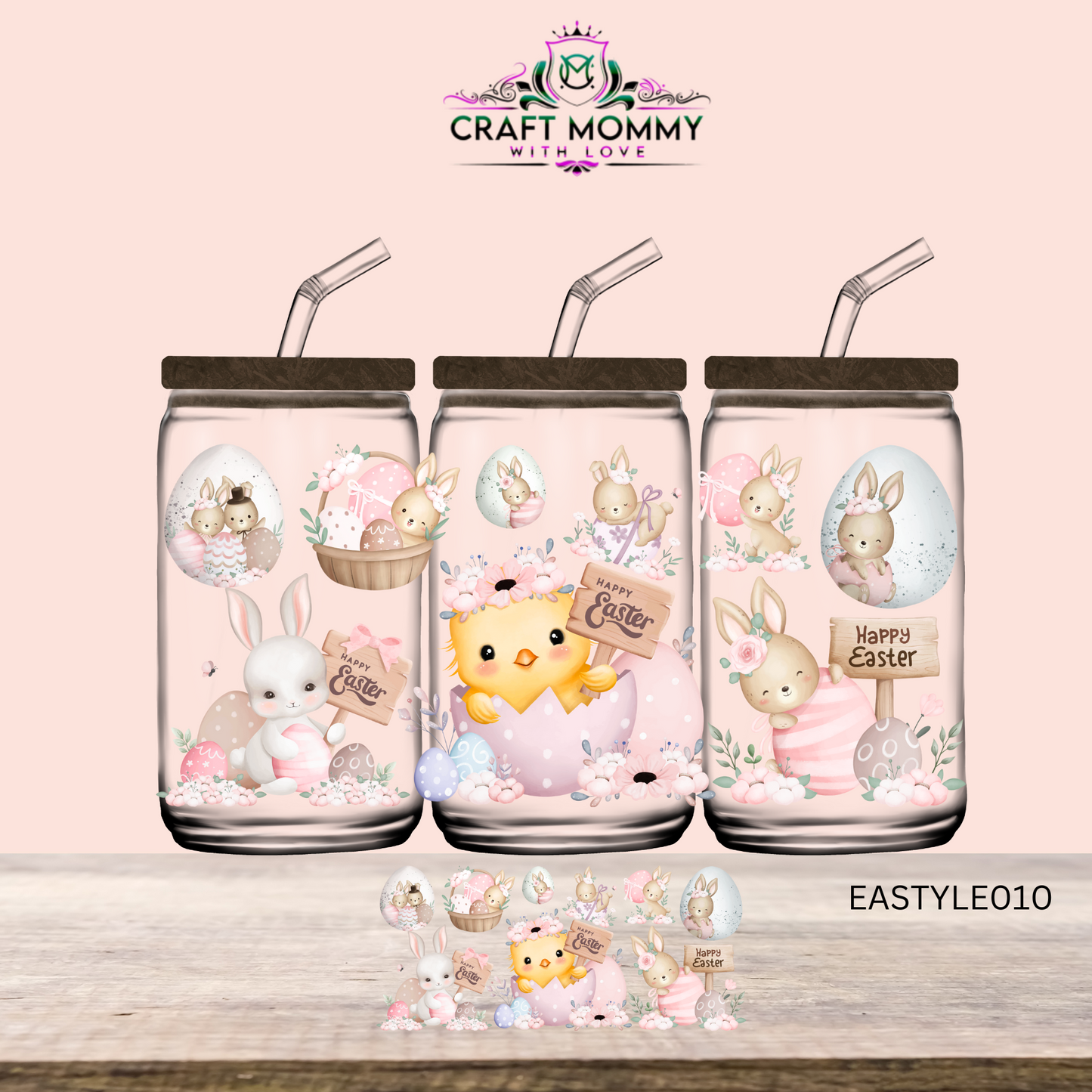 Easter Collection UV DTF Wrap 16oz - Happy Easter cutesy chick