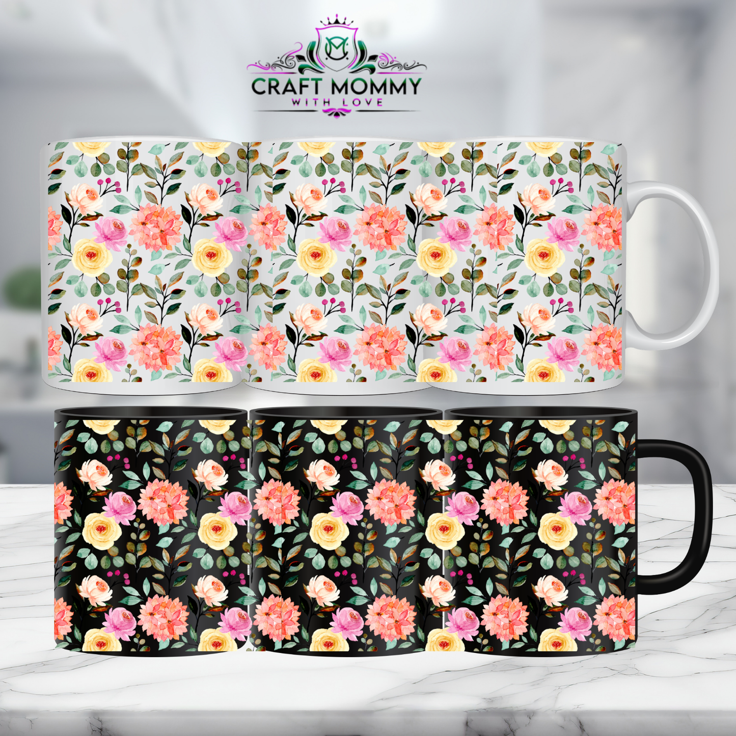 Floral 17- 11oz mug UV DTF Mug wrap