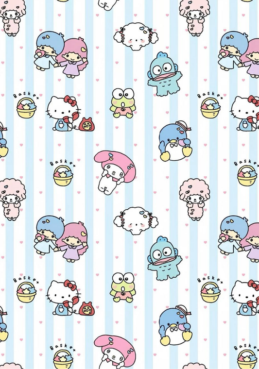 Soft blue SanriO- Composition book vinyl sticker (front and back)
