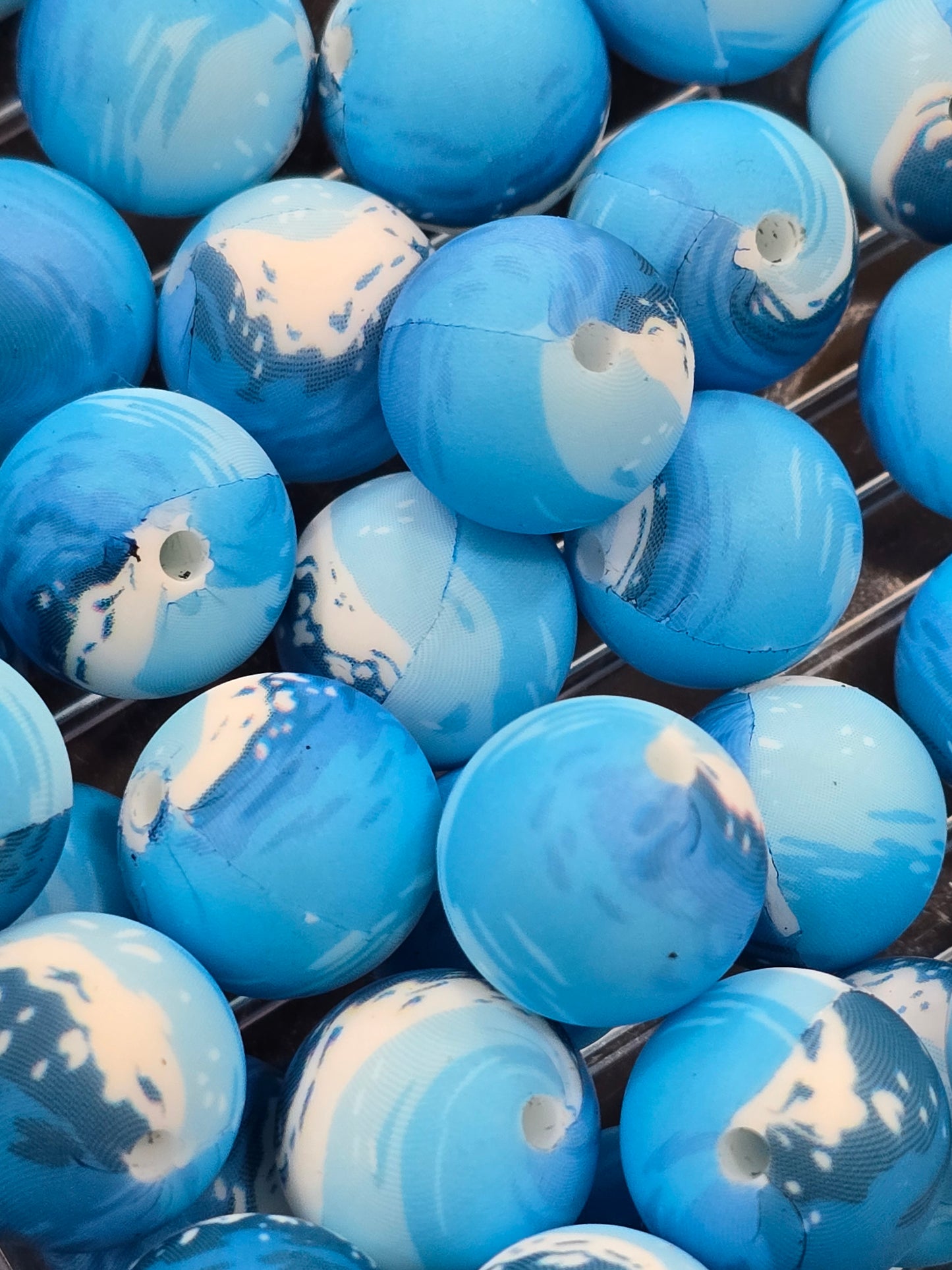 15mm silicon beads- Ocean blue