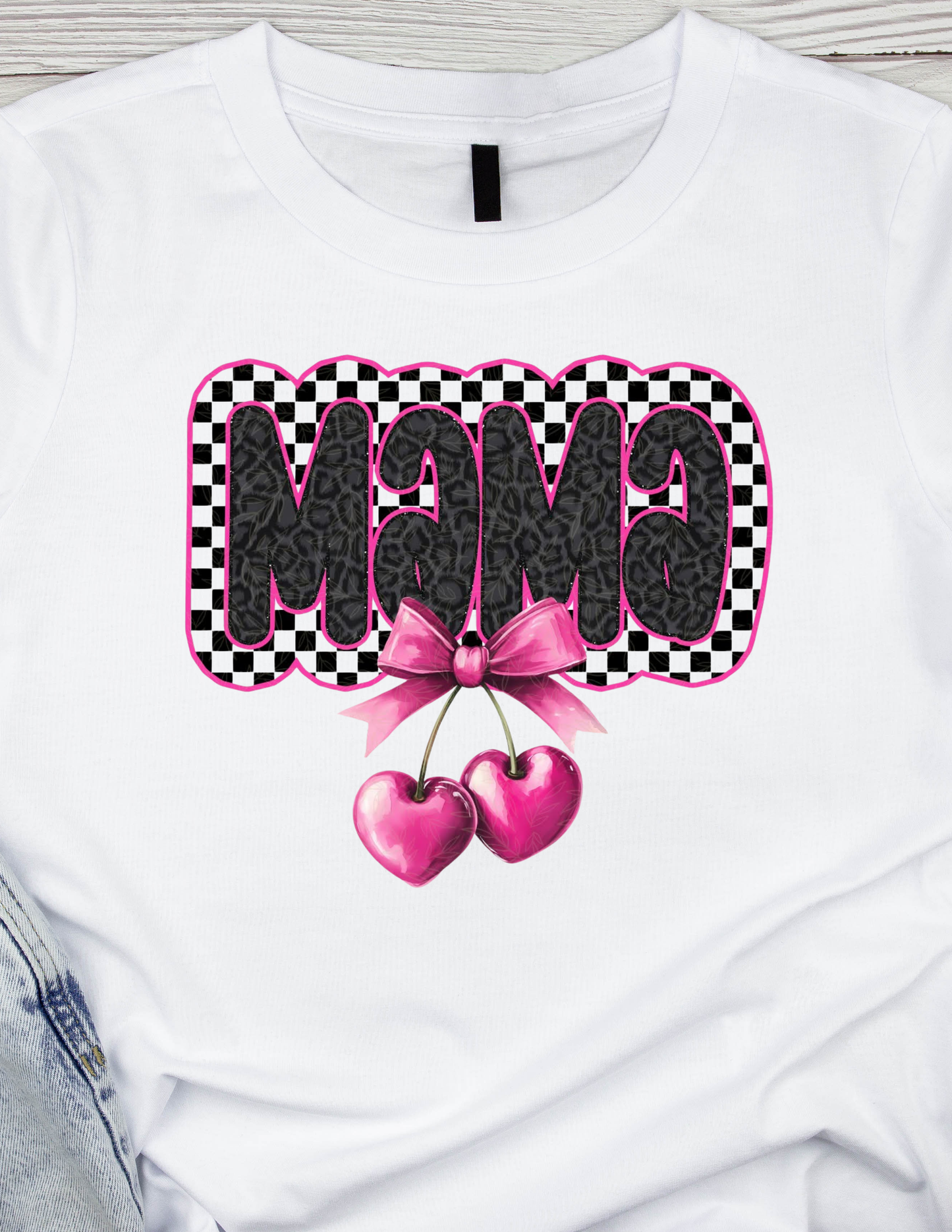 Mama heart cherry- DTF TRANSFER Prints 10 x 6 inches