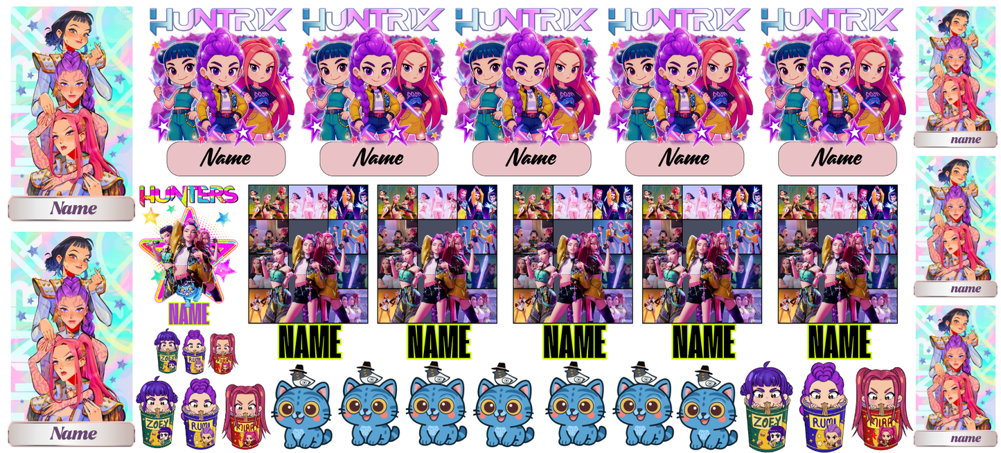 Huntrix Name Stickers UV DTF (custom 1 name per sheet)