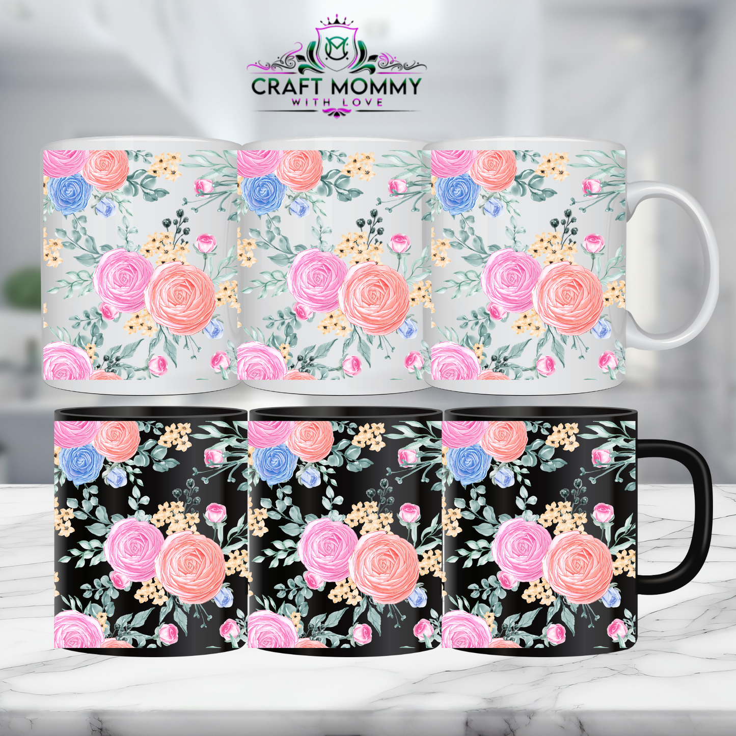 Floral 7 - 11oz mug UV DTF Mug wrap