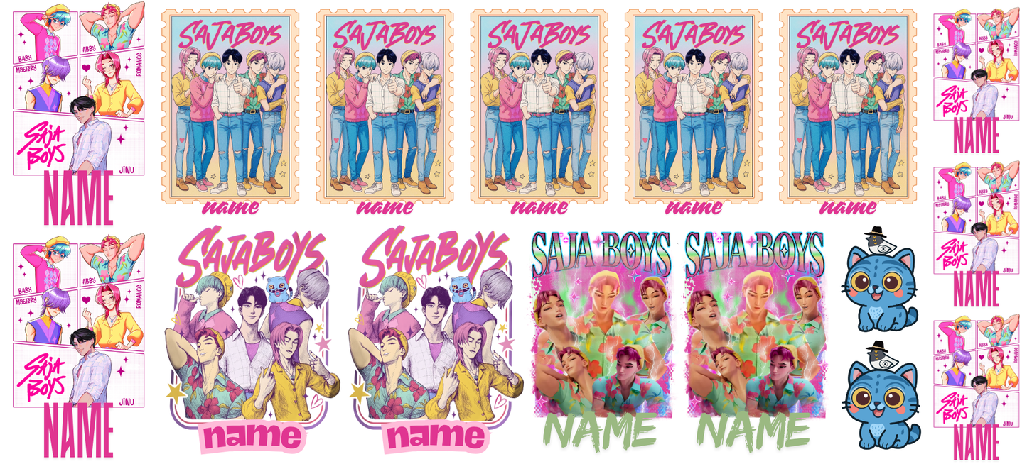 Saja boys Name Stickers UV DTF (custom 1 name per sheet)