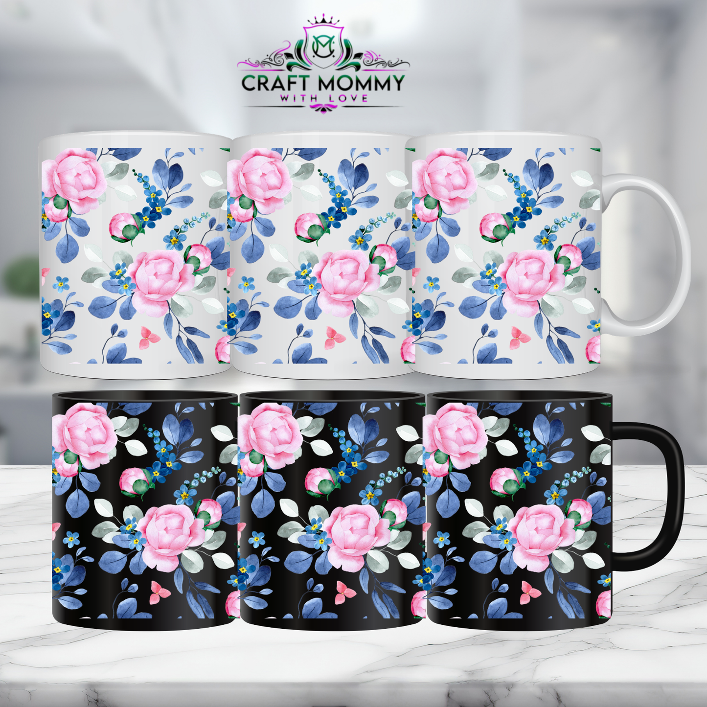 Floral 9- 11oz mug UV DTF Mug wrap