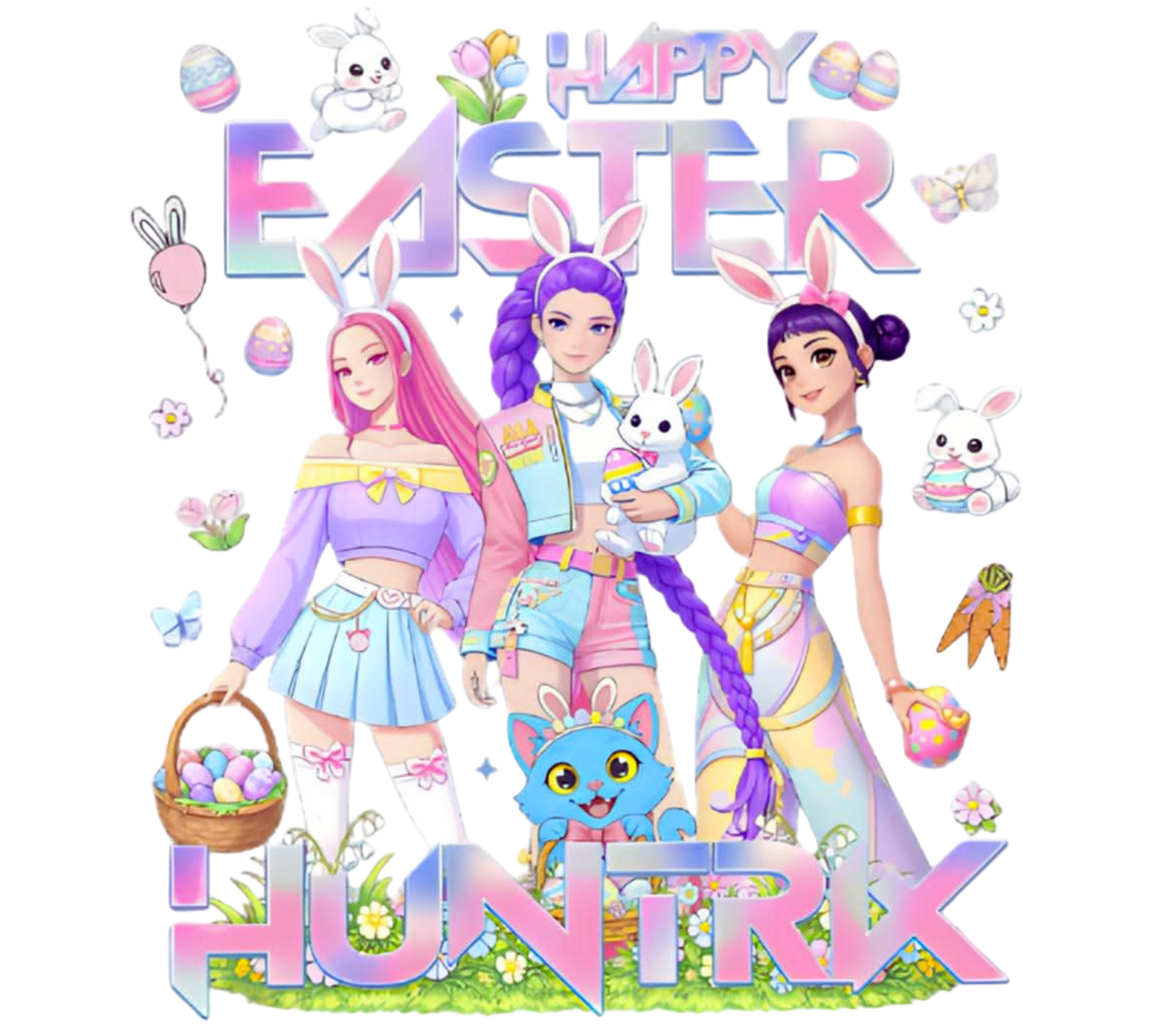 FREE Digital Transparent PNG File-Kpop Huntrix Easter Design 01