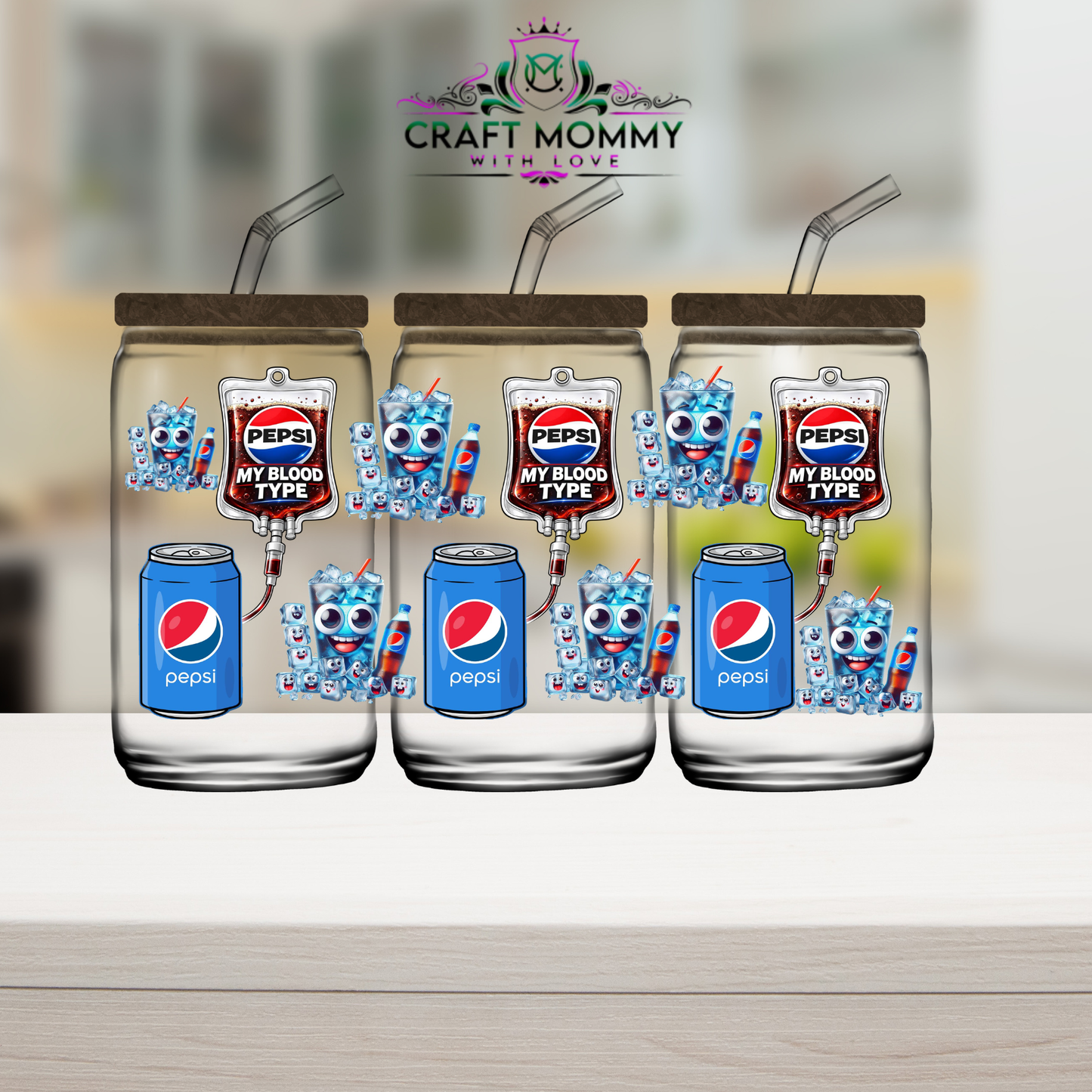 My Blood Type Pepsi- 16oz UV DTF wrap