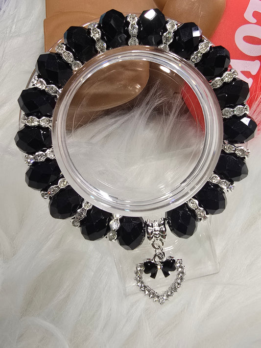 Glass beads with rhinestones bracelets