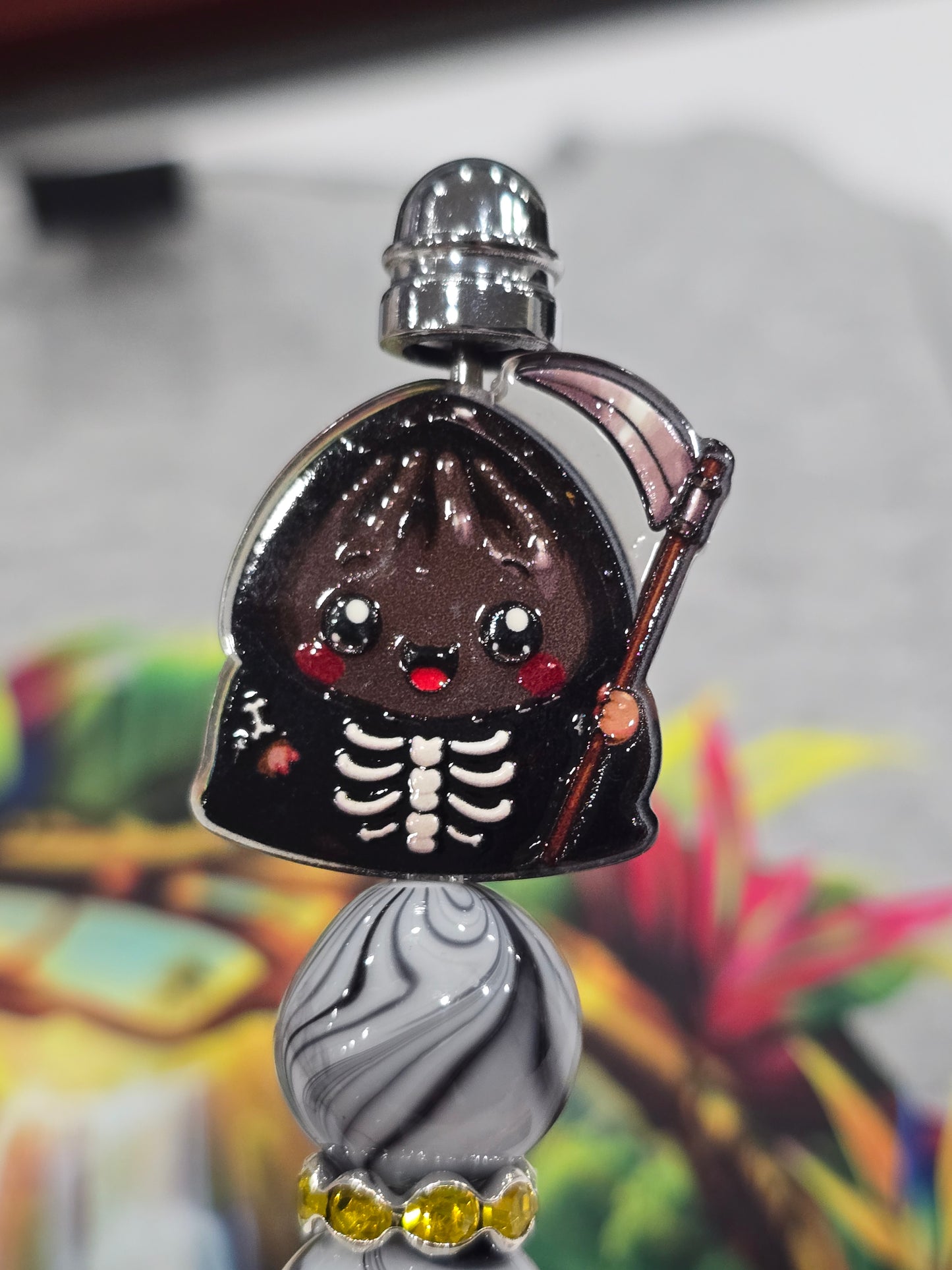Acrylic Focal beads- Bao bun halloween - skeleton