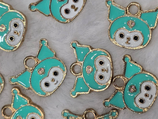Kuko teal color- Metal pendant charms