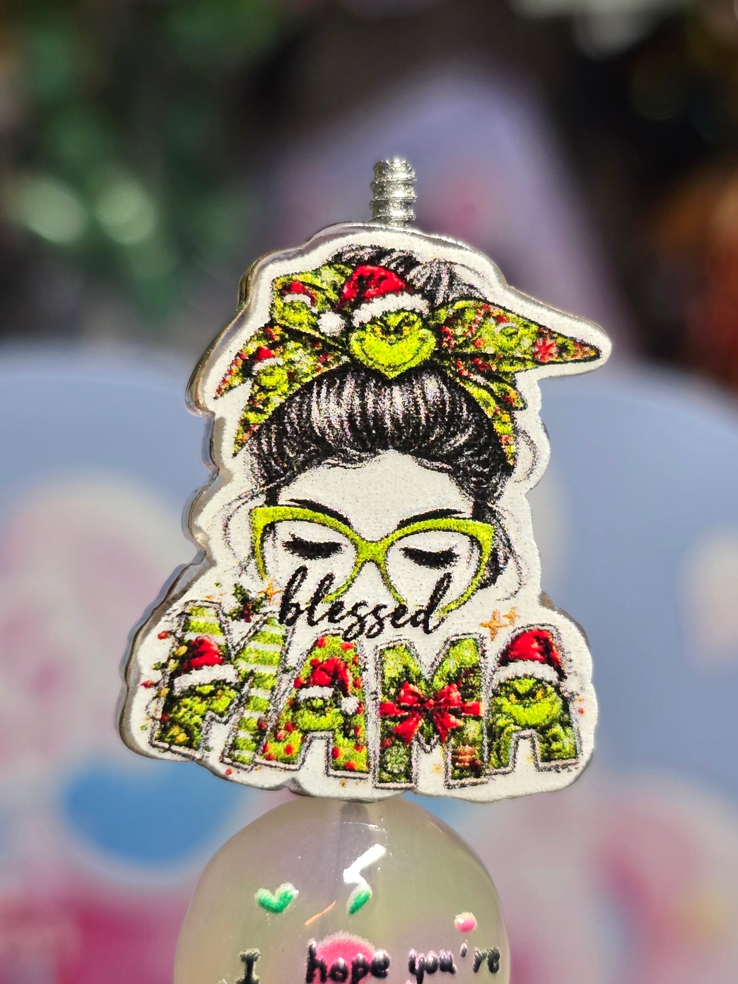 Acrylic Focal beads- Grinch Mama