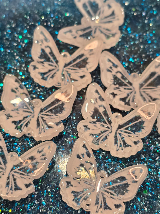 White Butterfly -Acrylic Charm Pendant