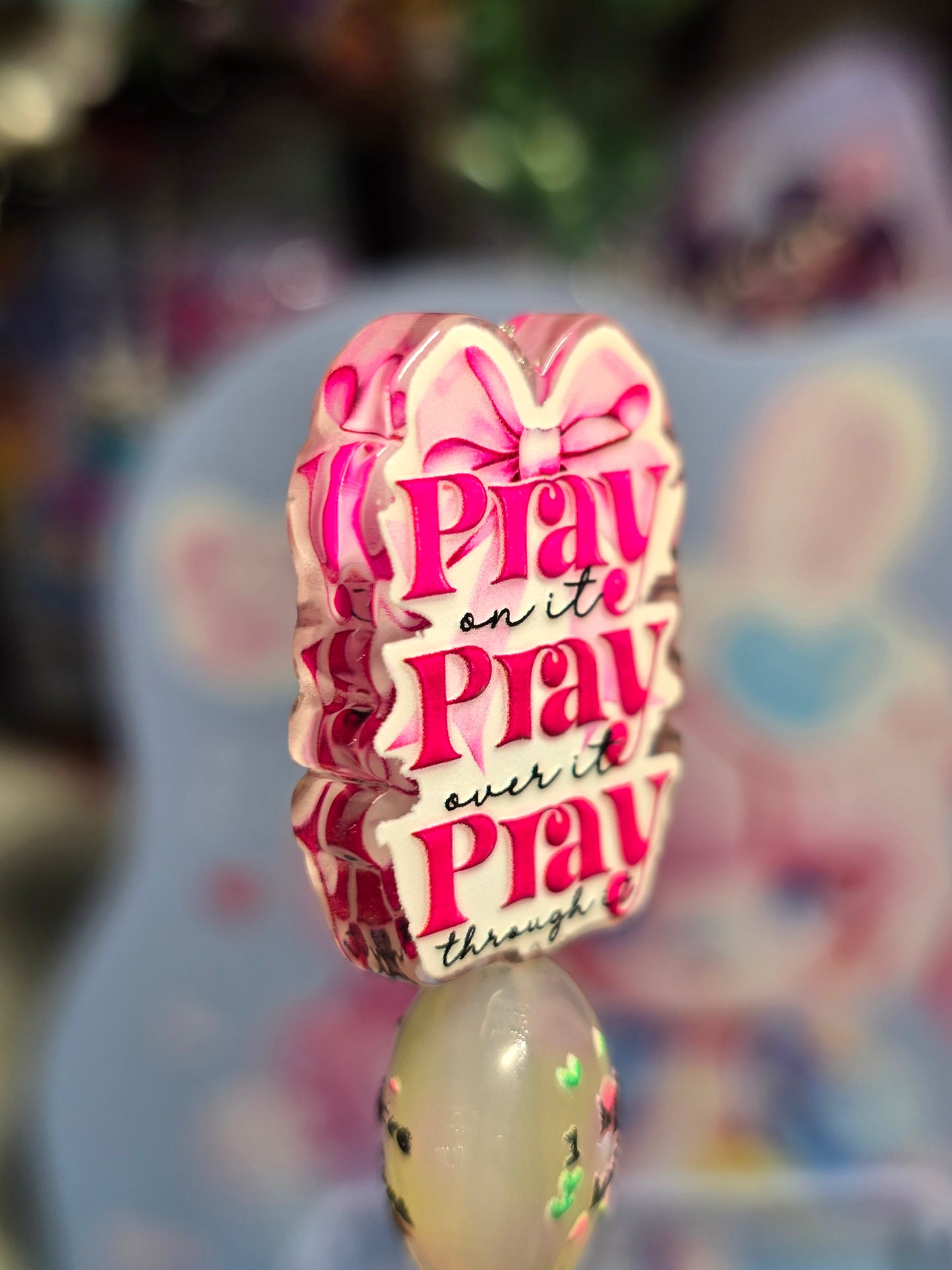 Acrylic Focal beads- Pray Pray Pray