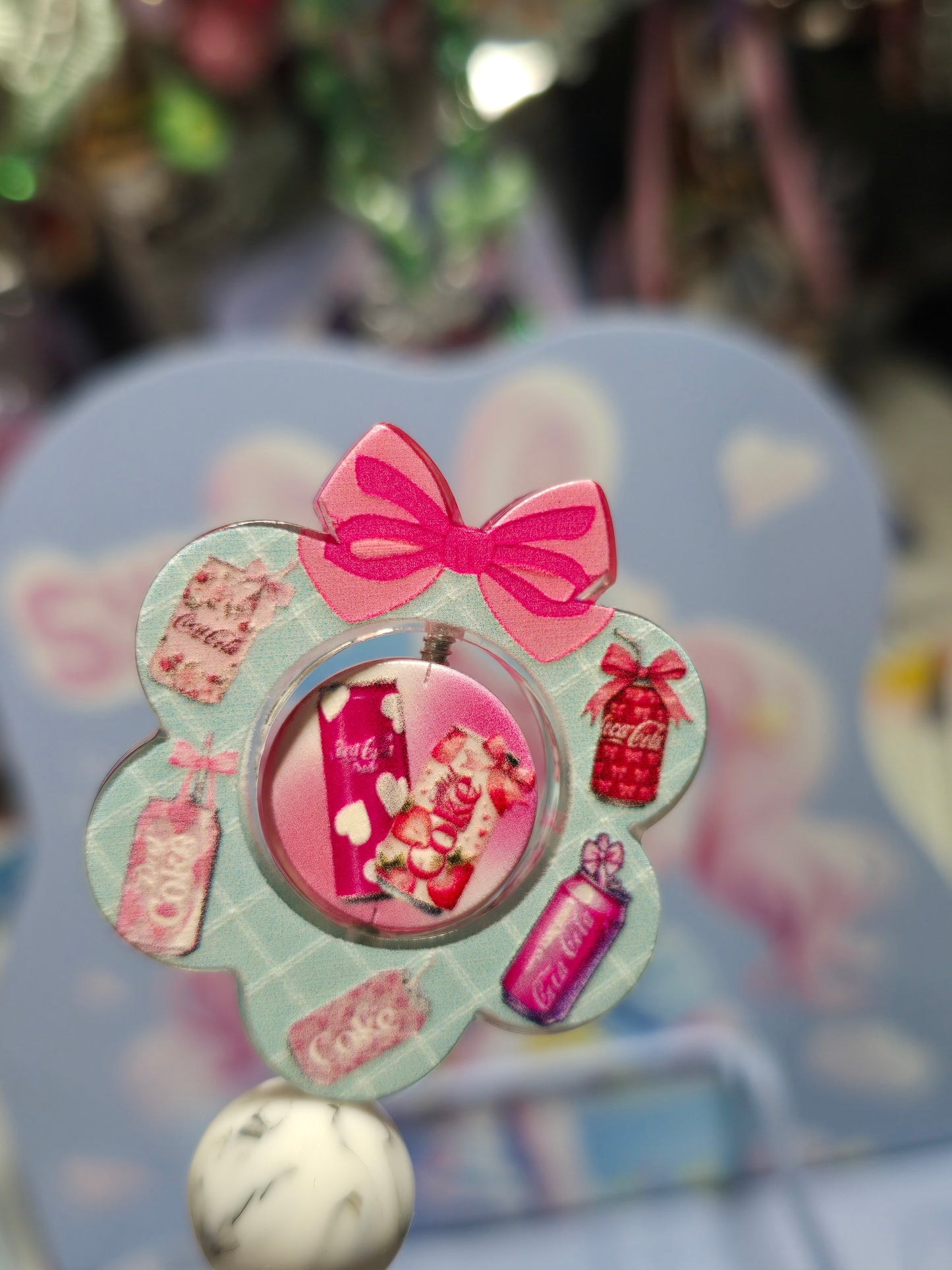 Acrylic Bow set Focal beads- Pink Cola