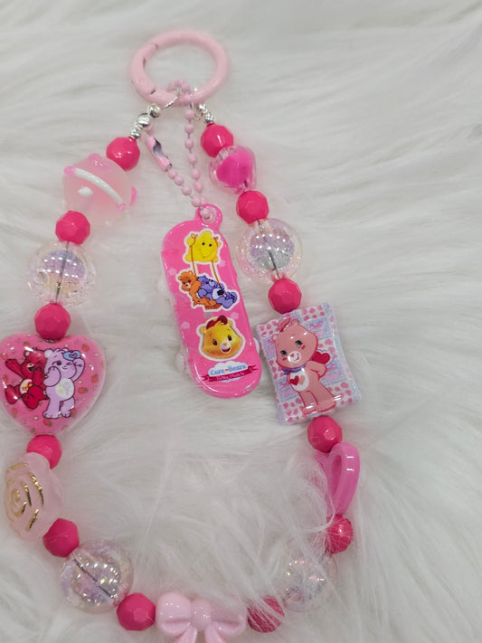 DIY Phone & Bag Keychain Kit - pink care bears