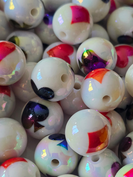 Acrylic beads 16mm hearts and queens