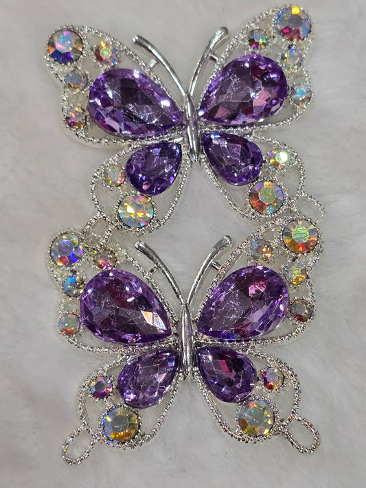 Fancy Butterfly charm with rhinestone flat back (purple)