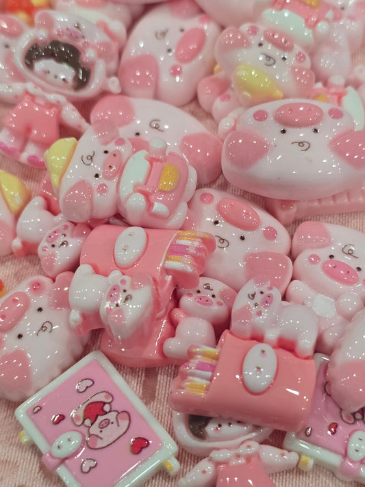 Pink Little pigs mix charms