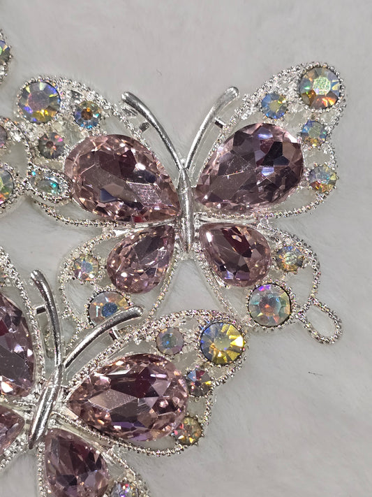 Fancy Butterfly charm with rhinestone flat back (rose gold- silver)