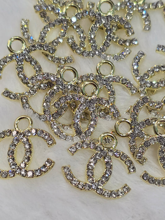 CC Rhinestone Gold-Metal Charm Pendant