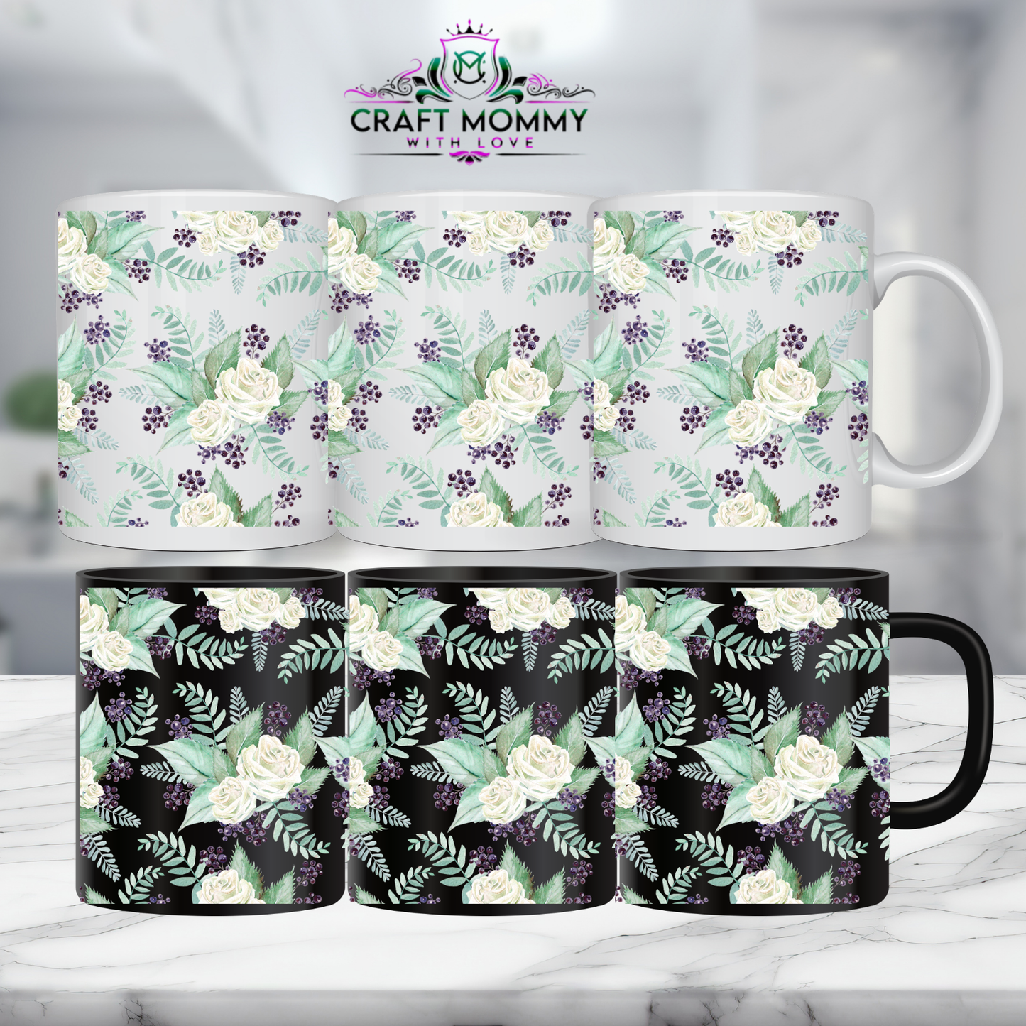 Floral 10- 11oz mug UV DTF Mug wrap
