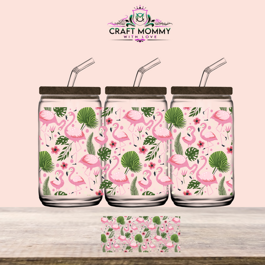 Pretty pink flamingo- UV DTF WRAP 16oz