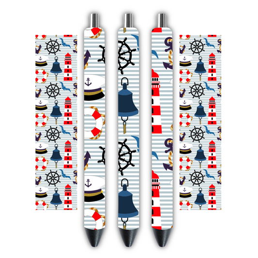 Nautical theme 002- Pen wrap 1.3 x 4.3 inches