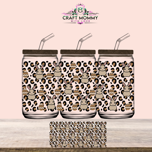 Easter Collection UV DTF Wrap 16oz - cheetah bunny brown
