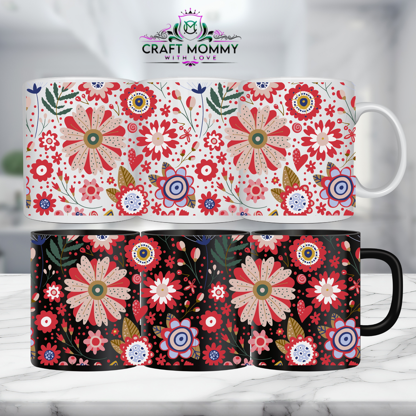 Floral 13- 11oz mug UV DTF Mug wrap