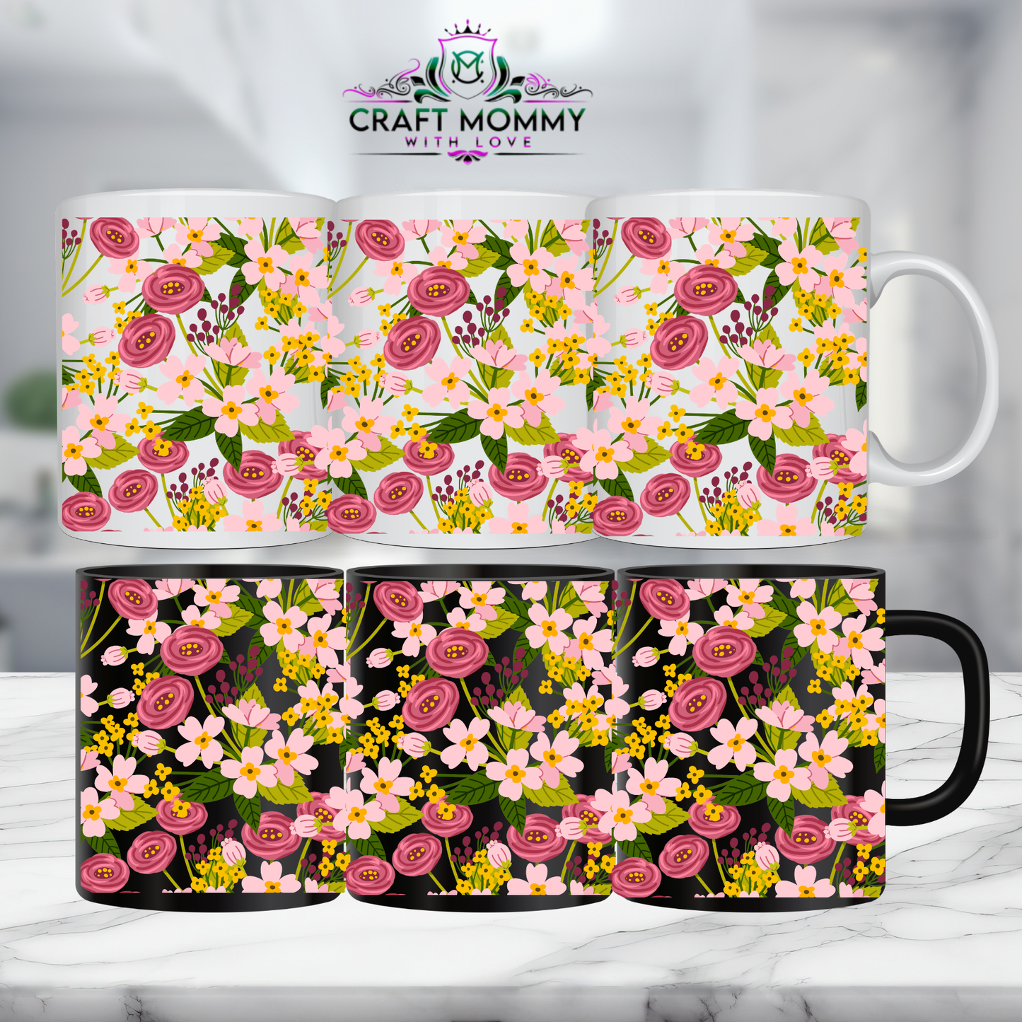 Floral 14- 11oz mug UV DTF Mug wrap