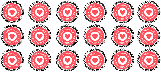 Handwash Care Decals sheet wrap- 18 cuts in 1 sheet -handmade with love heart red