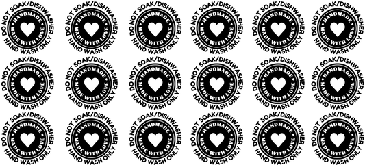 Handwash Care Decals sheet wrap- 18 cuts in 1 sheet -handmade with love heart black