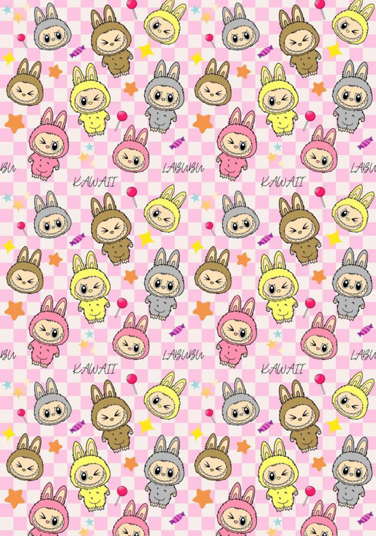 Kawaii Labubu- Composition book vinyl sticker (front and back)