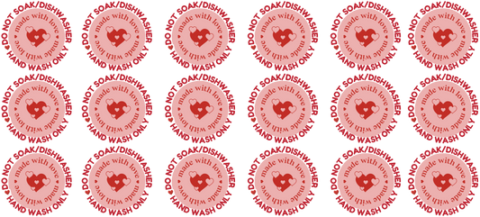 Handwash Care Decals sheet wrap- 18 cuts in 1 sheet -Made with love heart pink