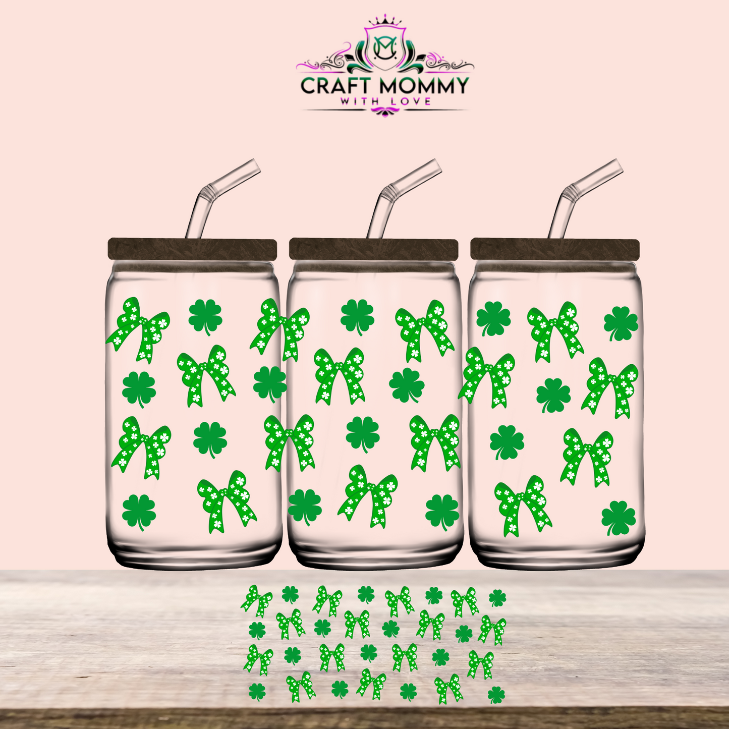 St Patrick bows- UV DTF WRAP 16oz