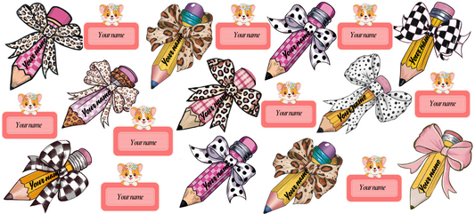 Pencils Name Stickers  UV DTF (custom 1 name per sheet)