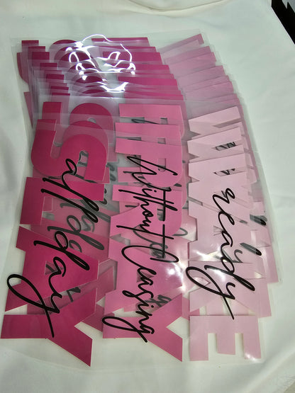 Wake Pray Slay Pink DTF Transfer 10 x 9 Inches