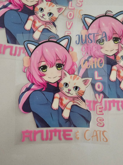 Im just a girl who loves anime and cats -   UV DTF Decal