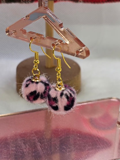 Pink leopard earrings