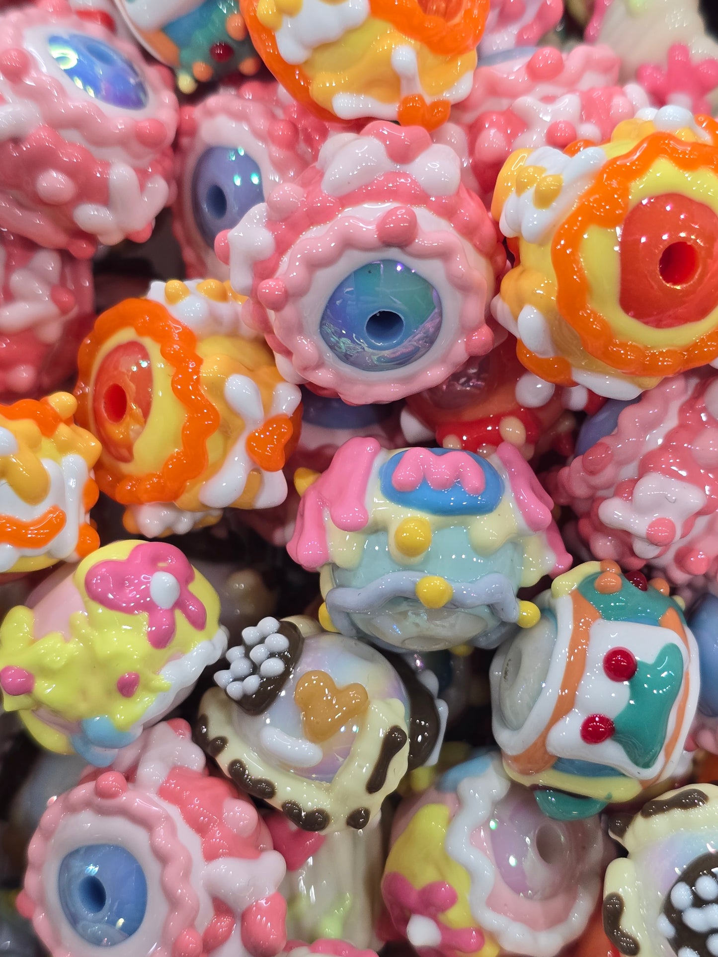 Mix color Hand Painted beads 16mm
