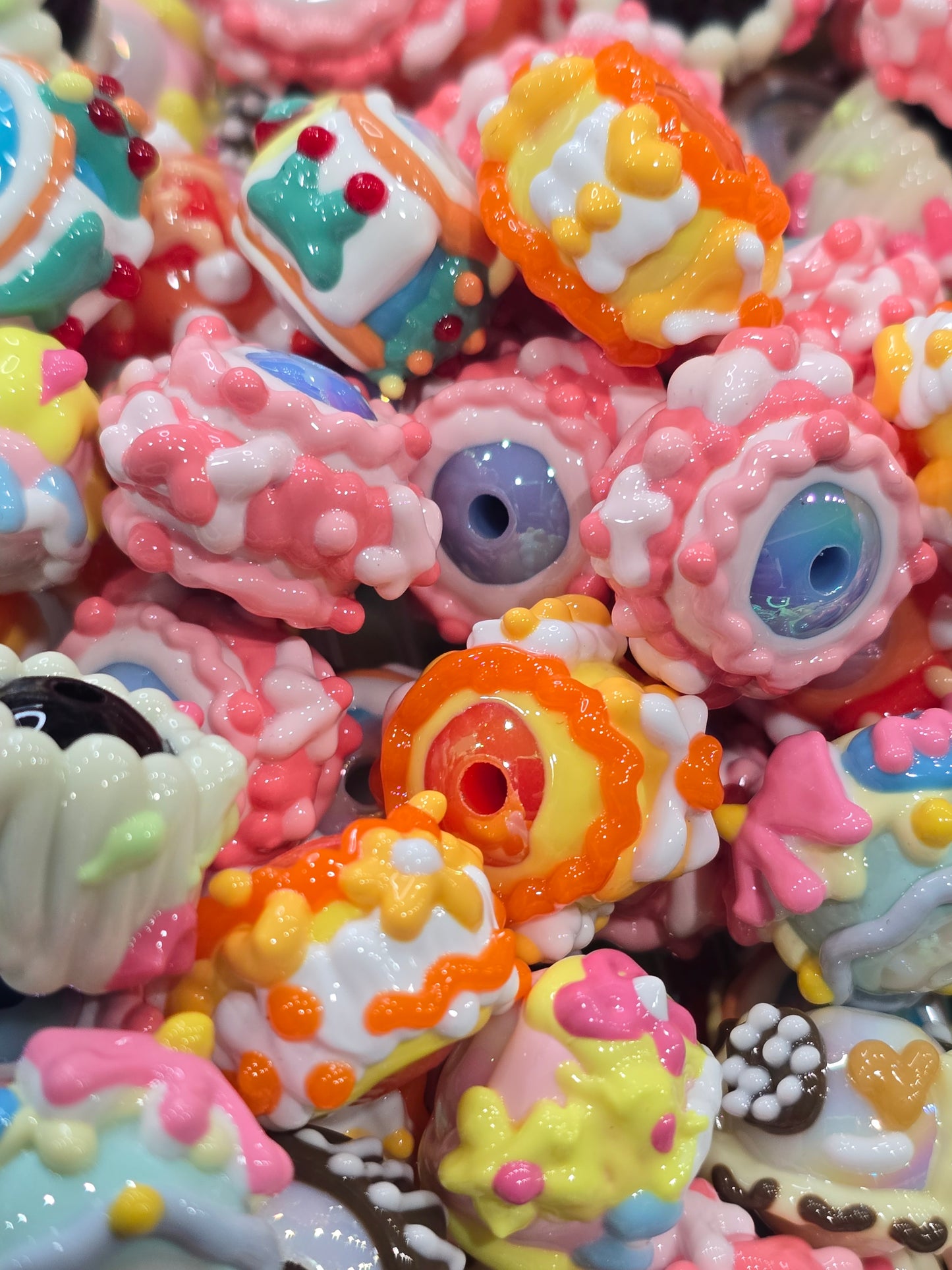 Mix color Hand Painted beads 16mm