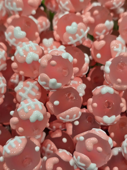 Pink Beautiful Hand Painted beads 16mm