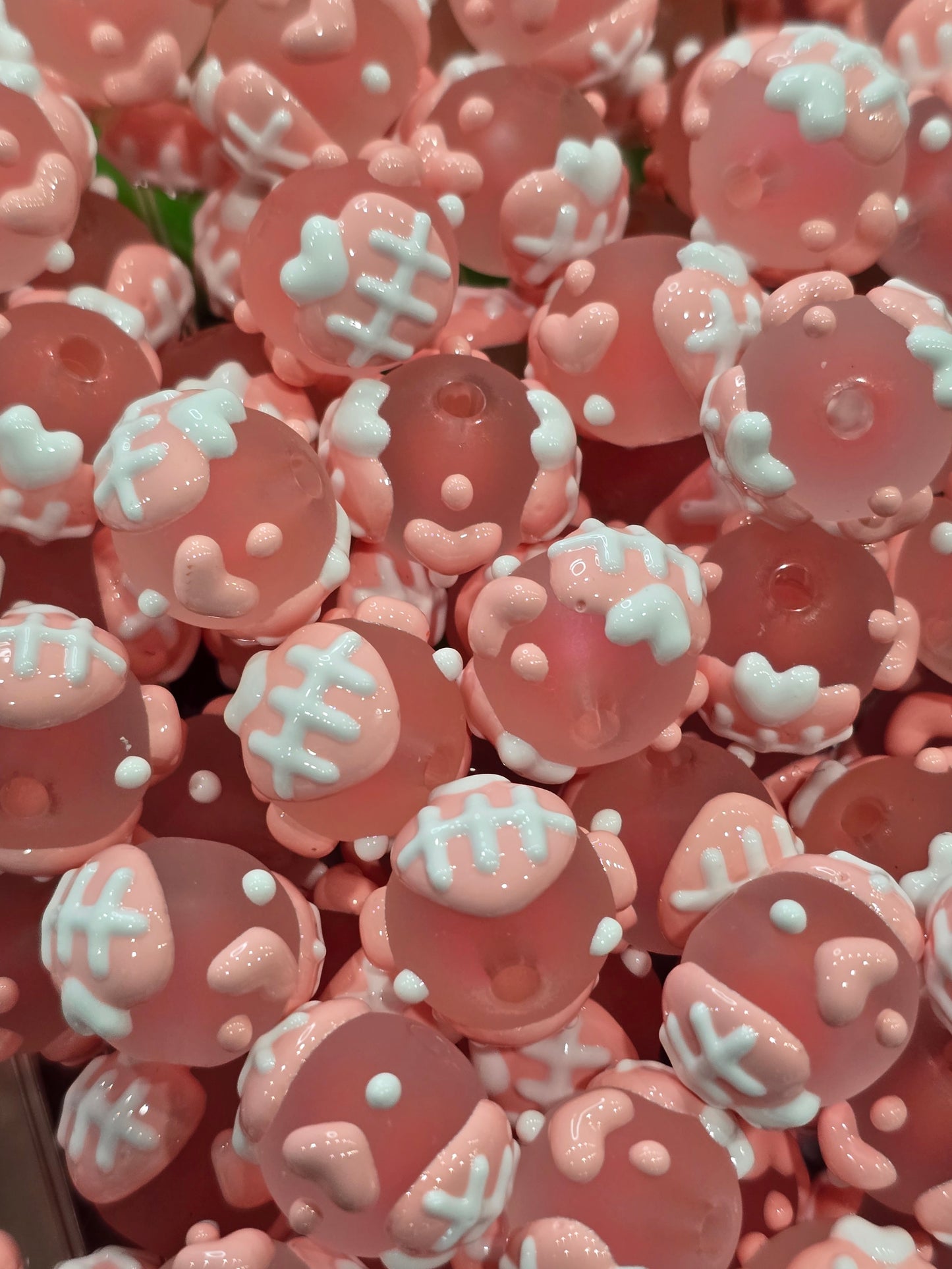 Pink Beautiful Hand Painted beads 16mm