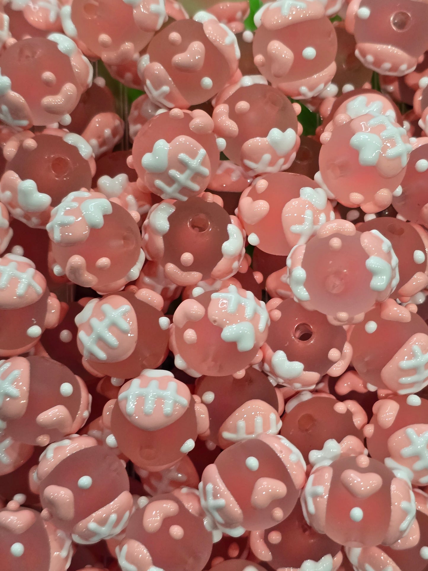 Pink Beautiful Hand Painted beads 16mm