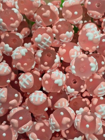 Pink Beautiful Hand Painted beads 16mm