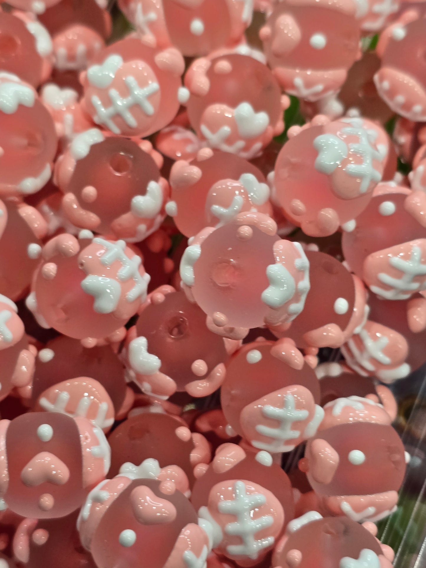 Pink Beautiful Hand Painted beads 16mm