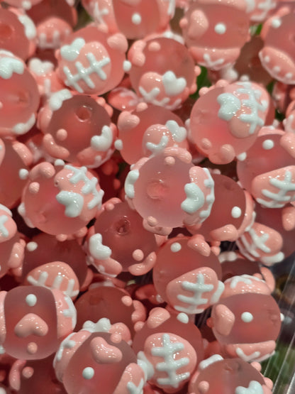 Pink Beautiful Hand Painted beads 16mm