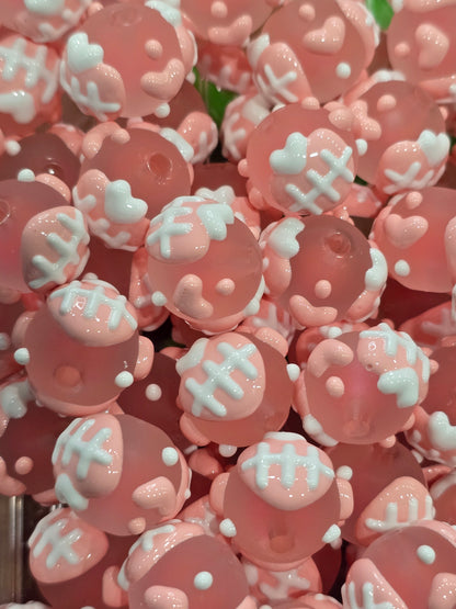 Pink Beautiful Hand Painted beads 16mm