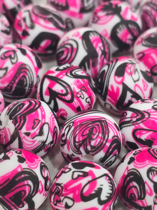 15mm Silicon black heart