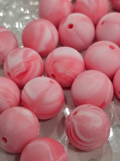 15mm Silicon swirl pink white